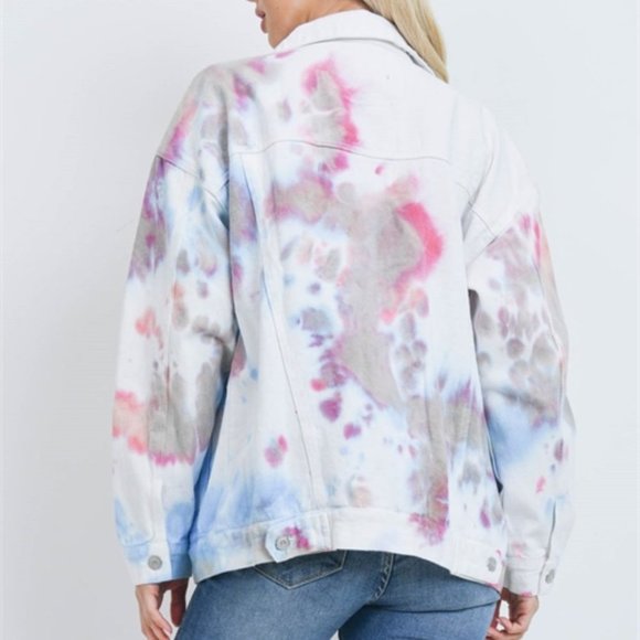 Boho Casual Tie Dye Denim JeanJacket - Picture 3 of 6